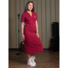 Women's dress “Girl's face with glasses”, size 54, burgundy color