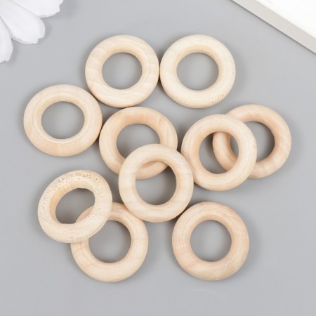 Decor for creativity wood "rings" set 10 pcs natural 2.5x2.5 cm-1