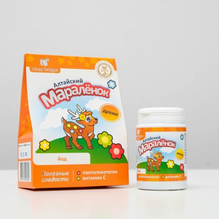 Drage "Altai Maralnok" for children, with pantogematogen, vitamin C and iodine, 70 g-1