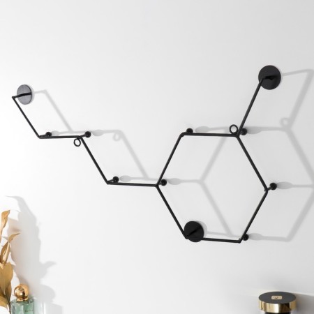 Decorative metal hooks "Molecules" black 29.5x55 cm-3