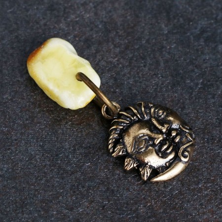 Talisman keyhole "Moon and Sun", natural amber