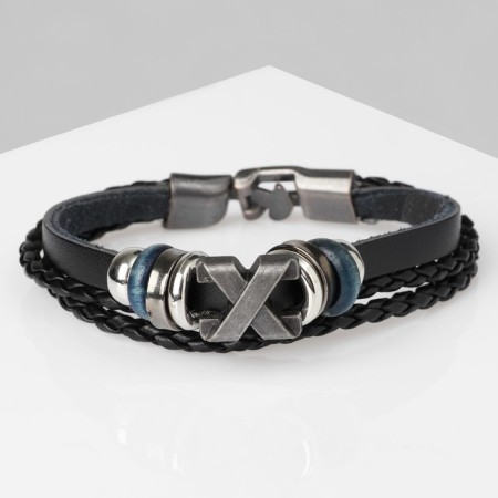 Bracelet Unisex "Style" X factor, black color with black silver, 21.5 cm