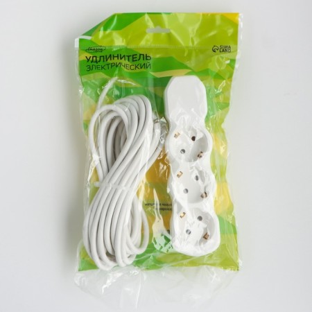 Extension cord Luazon Lighting Eco, 3 sockets, 7 m, 16 A, 3500 W, PVS 3x1 mm2, s/k-5