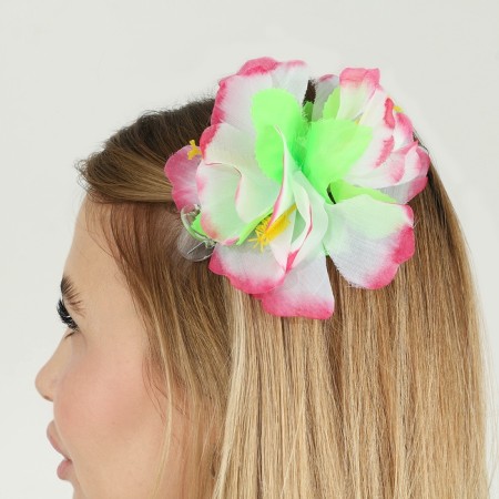 Hawaii set clip with fuchsia flower, wreath-1