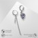 Hanging earrings with rhinestones "Heart" asymmetry, purple color in black silver, 6.2 cm