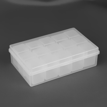 A set of containers for needlework, 15 pcs, 2.5 × 2.3 × 3.4 cm, in a container, 13.5 × 8.5 × 3.8 cm, the color is transparent-2