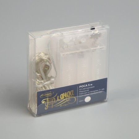 Garland “thread” 5 m dew, ip20, silver thread, 50 led, white glow, white flicker, aah3-3