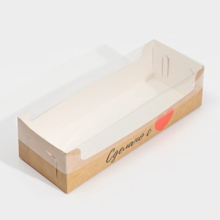 Confectionery packaging, cupcake box with PVC lid, “made with love”, 30 x 8 x 11 cm-2