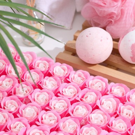 Soap roses, white-pink, set, 81 pcs-2