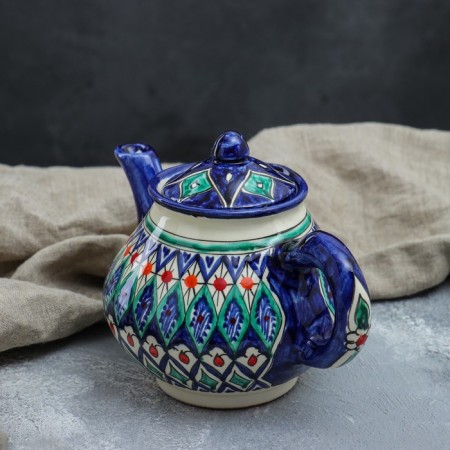 Rishtan ceramics "Flowers", 700 ml, blue mix-1
