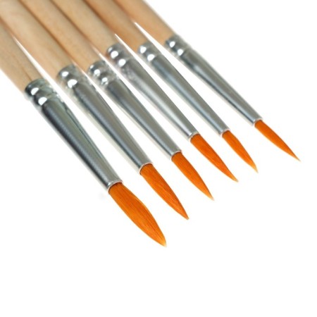 Set of brushes nylon 6 pieces: No. 1, 2, 3, 4, 5, 6, round