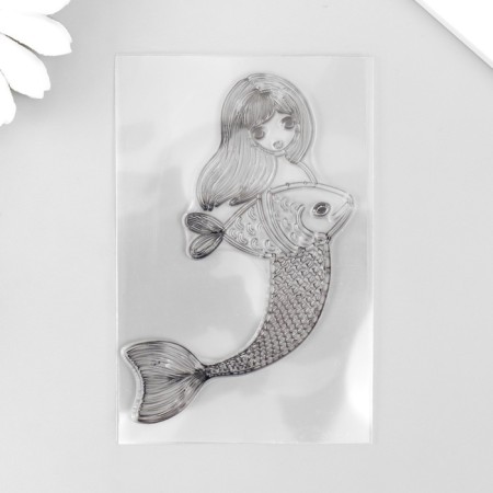 Stamp for creativity Silicon "Little Mermaid with Pisces" 9x6 cm-2