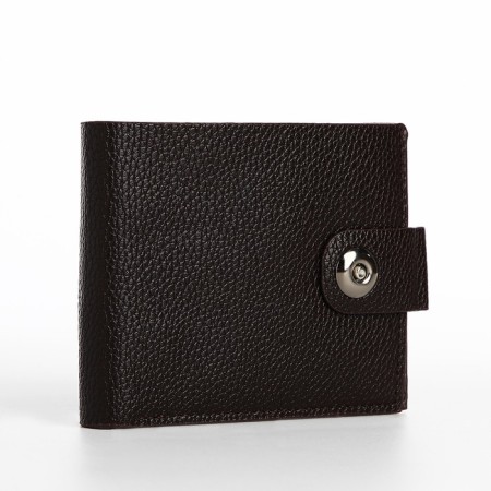 Male purse for magnet, department for bills, cards, coins, brown color