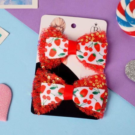 Hair clamp "Bow Christin" (set 2 pcs) berries, 4.5 cm, red-2