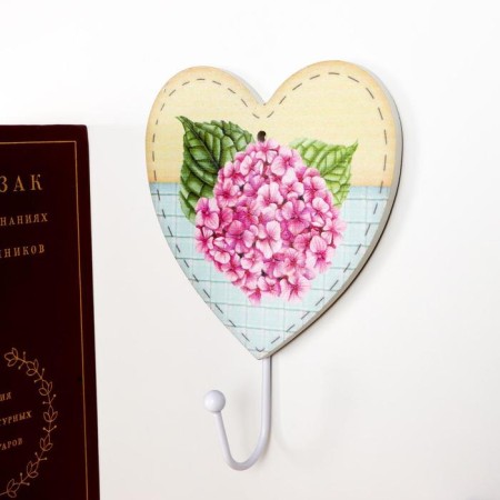 Decorative tree hook "heart with hydrangea" 18x13x4.5 cm-1