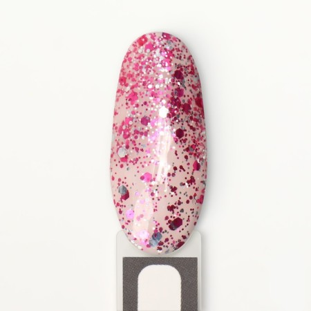 Gel nail polish, Glitter Flash, 3 phase, 8ml, Led/UV, transparent/raspberry (09)-8