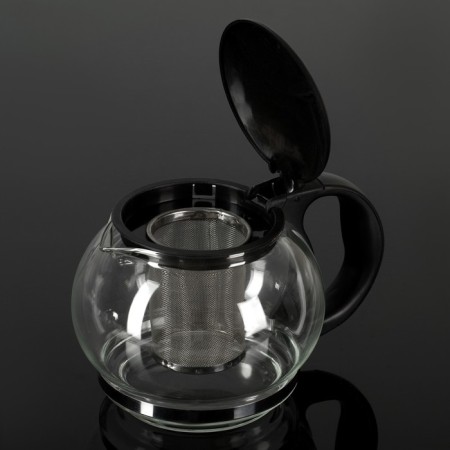 Glass teapot “Lyubava”, 1.25 liters, with metal sieve, black color-2