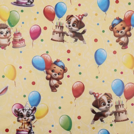 Paper packing glossy bilateral "animals with balls", 100 x 70 cm-4