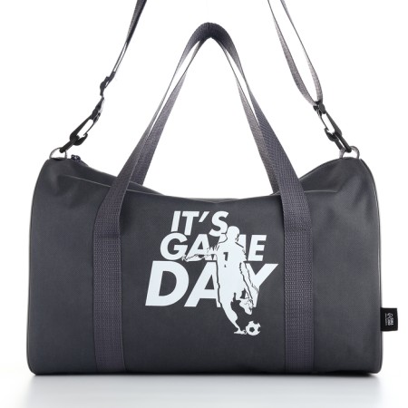 Sports bag with lightning, long belt, gray color-4