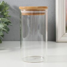 Bank for candles glass with a cylinder lid is a transparent 300 ml 6.5x6.5x12 cm