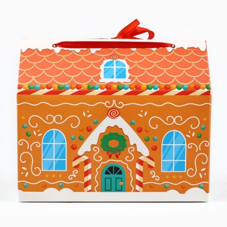 Gingerbread box for sweets, 10 x 18 x 14 cm, new year-4