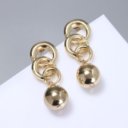 Earrings Metal "Style" Stock, Chain, Color Gold