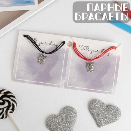 Bracelets "Demetrons" owl, red-black color, l = 17 cm