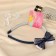 Hair cap "Bow" patterns, 1 cm, white and blue