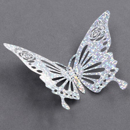 Set for decorating "Butterflies", set 12 pcs, color holography silver-2