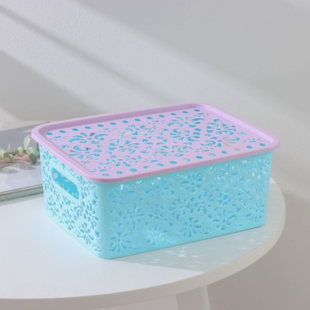 Storage container with a “pattern” lid, plastic, 25 × 19 × 10 cm, mix color-6