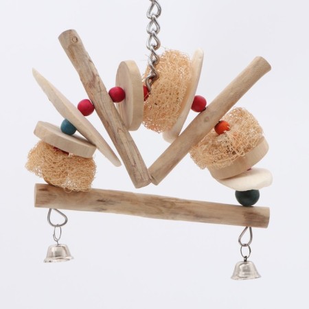 Toy for birds with lufa and mineral stone, 20 x 15 cm