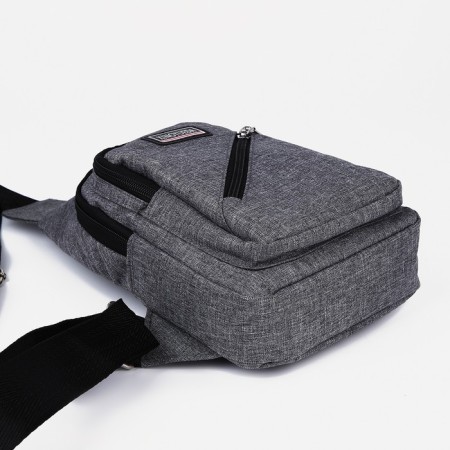Male sling bag from textiles, gray color-5