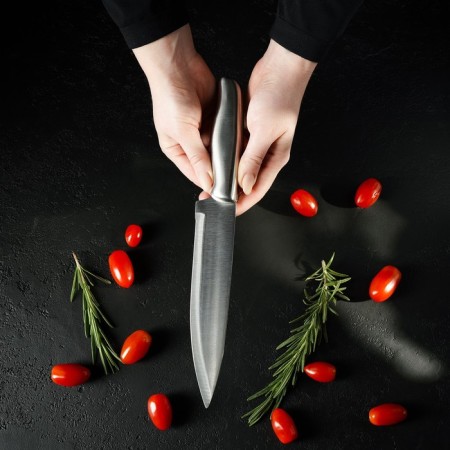 Kitchen knife "metallic", blade 17.5 cm, silver color-5