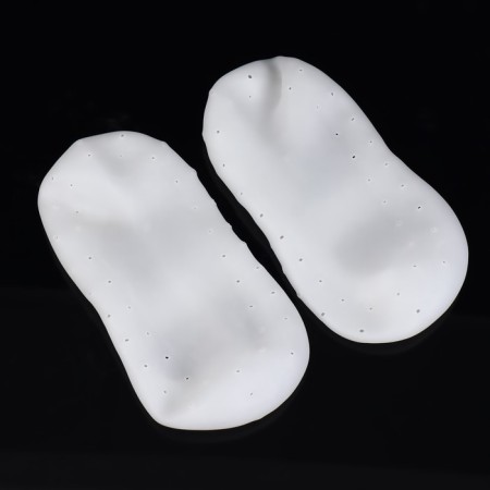 Socks for pedicure, silicone, with perforation, with a strap, 15 × 9 cm, size S, white color-3