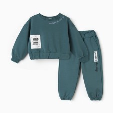 A set for a girl (sweatshirt, trousers), dark green color, height 110 cm