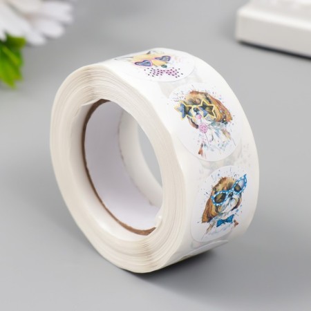Stick Paper "Beast with glasses" d = 2.5 cm 500 pcs in a roll 3x6.5x6.5 cm-1