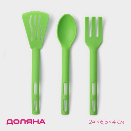 A set of kitchen utensils of the Glori shares, 3 pcs, green color
