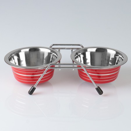 A set of 2 colored bowls on a stand, 2 x 225 ml-1
