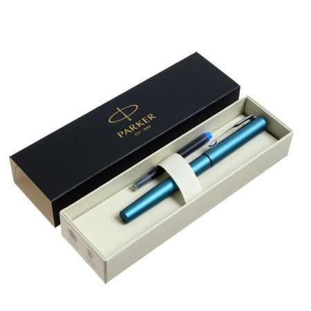 Feature pen Parker Vector XL, Blue Corps, Feather F, Stainless Steel, Gift Box.-1
