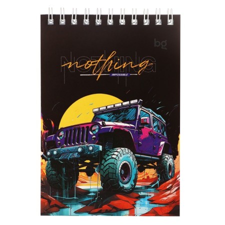 Notepad A6, 60 sheets in a cage, on the crest, Bright Cars, cover coated cardboard, block 60g/m2, mix-1