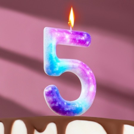 Candle in the cake on the skewer "Galaxy", the number 5, 9 cm, giant