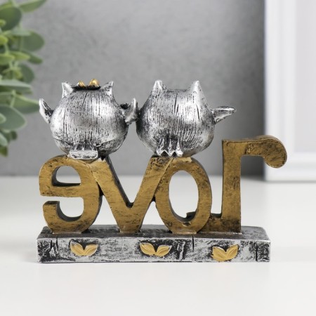 Polystone souvenir "Two eagle owls on the letters. Love" 3.8x11.5x8.5 cm-2