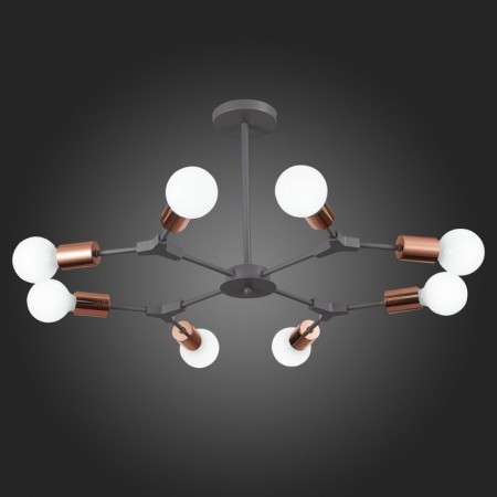 Ceiling EVOLUCE lamp. Sle106403-08. Palare. 8x60 watts, E27, 69.5x69.5x35.5 cm, gray color, pink gold-2