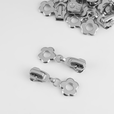 Automatic lock for metal zippers, No. 5, decorative, 10 pcs, Nickel color-3