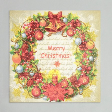 Paper napkins "New Year's Wreath", 33x33 cm, set 20 pcs.