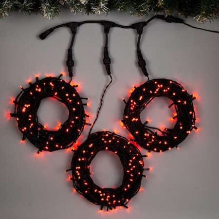 Garland "Clip-Light" 3 threads of 20 m, IP44, UMS, dark thread, 399 LED, red glow, 8 modes, 24 V