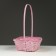 Wicker basket, 21.6 x 21.6 x 10/38 cm, pink, bamboo