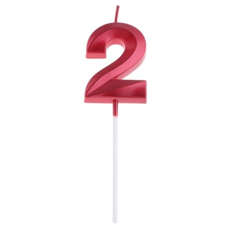Candle in the cake on the skewer "Fine", the number "2", 5 cm, red-5