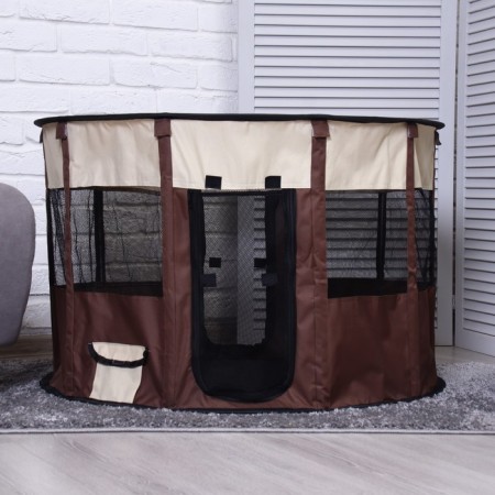 Animal aviary, tent, round, 90 x 55 cm, brown-3