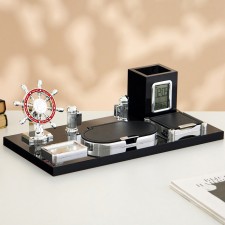 Table 7V1 set with a business card holder and clock, black tree 511394